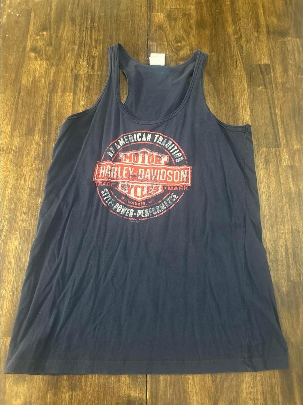 Harley-Davidson Navy Tank with Distressed Red Logo